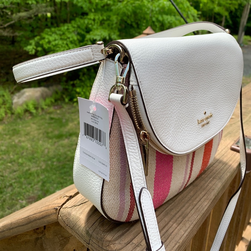 Authentic Kate spade leather/canvas flap crossbody - Picture 7 of 14